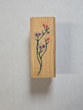 Posh Impressions Wooden Stamp - Pink & Purple Floral Vine Accent Rubber Stampede